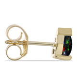 Set din Argint 925 Placat cu Aur ( 2.51 grame ) cu Opal Etiopian Negru Lega Dembi 0.82 Carate ( Cercei+Inel )