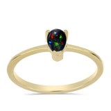 Set din Argint 925 Placat cu Aur ( 2.51 grame ) cu Opal Etiopian Negru Lega Dembi 0.82 Carate ( Cercei+Inel )