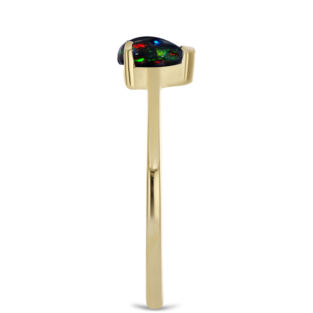 Set din Argint 925 Placat cu Aur ( 2.51 grame ) cu Opal Etiopian Negru Lega Dembi 0.82 Carate ( Cercei+Inel )