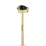 Set din Argint 925 Placat cu Aur ( 2.51 grame ) cu Opal Etiopian Negru Lega Dembi 0.82 Carate ( Cercei+Inel )