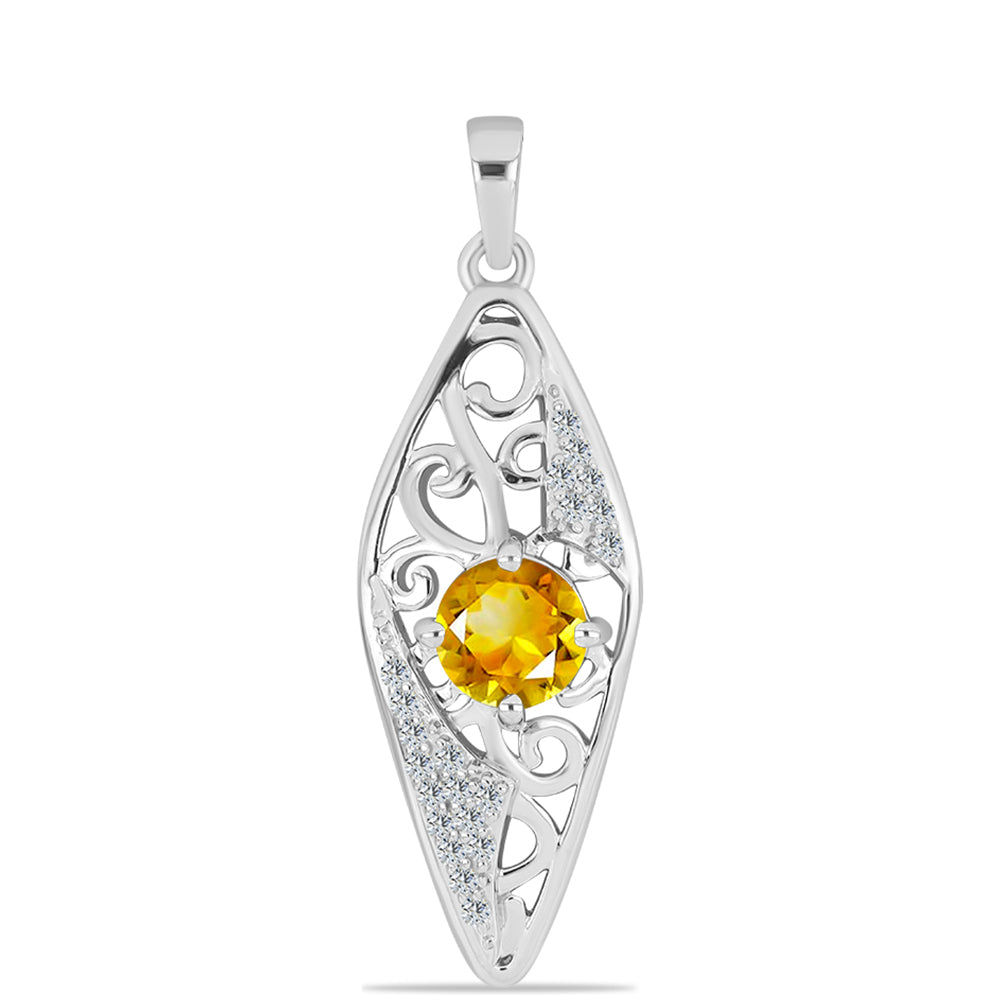 Pandantiv din Argint 925 ( 2.36 grame ) cu Citrin Ural și Topaz Alb 0.96 Carate
