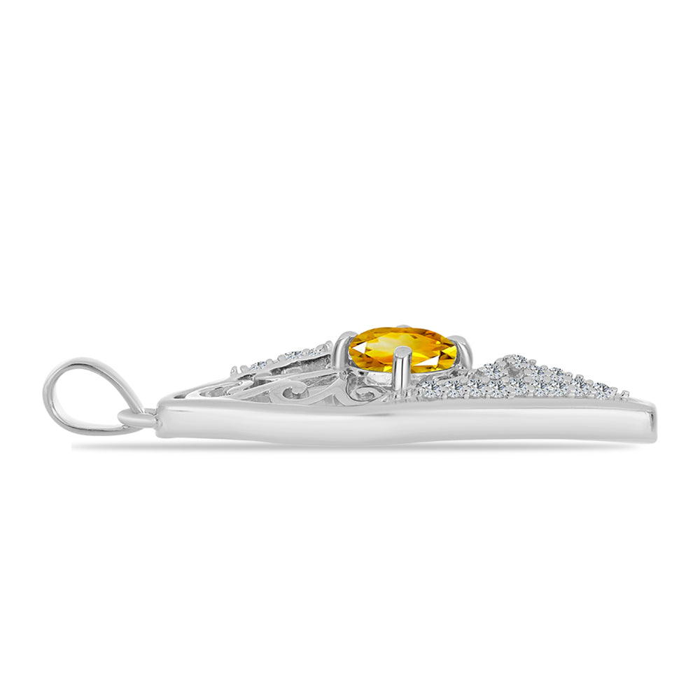 Pandantiv din Argint 925 ( 2.36 grame ) cu Citrin Ural și Topaz Alb 0.96 Carate