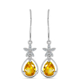 Cercei din Argint 925 ( 2.75 grame ) cu Citrin Ural și Topaz Alb 1.98 Carate