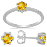 Set din Argint 925 ( 2.71 grame ) cu Citrin Ural 1.35 Carate ( Cercei+Inel )