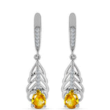 Cercei din Argint 925 ( 4.52 grame ) cu Citrin Ural și Topaz Alb 1.42 Carate