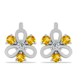 Cercei din Argint 925 ( 3.63 grame ) cu Citrin Ural și Topaz Alb 0.96 Carate
