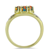 Inel din Argint 925 Placat cu Aur ( 3.65 grame ) cu Turcoaz Oyster și Topaz Alb 1.18 Carate