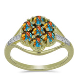 Inel din Argint 925 Placat cu Aur ( 3.65 grame ) cu Turcoaz Oyster și Topaz Alb 1.18 Carate
