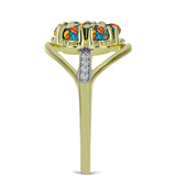Inel din Argint 925 Placat cu Aur ( 3.65 grame ) cu Turcoaz Oyster și Topaz Alb 1.18 Carate