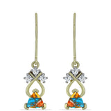 Cercei din Argint 925 Placat cu Aur ( 2.45 grame ) cu Turcoaz Oyster și Topaz Alb 1.45 Carate