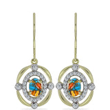 Cercei din Argint 925 Placat cu Aur ( 3.65 grame ) cu Turcoaz Oyster și Topaz Alb 1.6 Carate