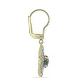 Cercei din Argint 925 Placat cu Aur ( 3.65 grame ) cu Turcoaz Oyster și Topaz Alb 1.6 Carate