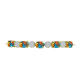 Brățară din Argint 925 Placat cu Aur ( 6.23 grame ) cu Turcoaz Oyster și Topaz Alb 7.44 Carate