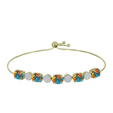 Brățară din Argint 925 Placat cu Aur ( 6.23 grame ) cu Turcoaz Oyster și Topaz Alb 7.44 Carate