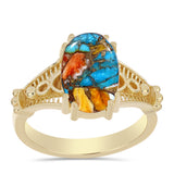 Inel din Argint 925 Placat cu Aur ( 3.73 grame ) cu Turcoaz Oyster 3.83 Carate