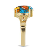 Inel din Argint 925 Placat cu Aur ( 3.73 grame ) cu Turcoaz Oyster 3.83 Carate