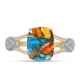 Inel din Argint 925 Placat cu Aur ( 2.92 grame ) cu Turcoaz Oyster și Topaz Alb 3.71 Carate