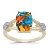 Inel din Argint 925 Placat cu Aur ( 2.92 grame ) cu Turcoaz Oyster și Topaz Alb 3.71 Carate