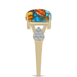 Inel din Argint 925 Placat cu Aur ( 2.92 grame ) cu Turcoaz Oyster și Topaz Alb 3.71 Carate