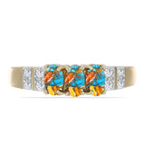 Inel din Argint 925 Placat cu Aur ( 2.61 grame ) cu Turcoaz Oyster și Topaz Alb 1.02 Carate
