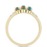 Inel din Argint 925 Placat cu Aur ( 2.61 grame ) cu Turcoaz Oyster și Topaz Alb 1.02 Carate