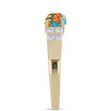 Inel din Argint 925 Placat cu Aur ( 2.61 grame ) cu Turcoaz Oyster și Topaz Alb 1.02 Carate