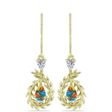 Cercei din Argint 925 Placat cu Aur ( 3.49 grame ) cu Turcoaz Oyster și Topaz Alb 1.33 Carate