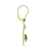 Cercei din Argint 925 Placat cu Aur ( 3.49 grame ) cu Turcoaz Oyster și Topaz Alb 1.33 Carate