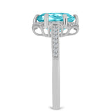 Inel din Argint 925 ( 2.82 grame ) cu Cuarț Paraiba și Topaz Alb 2.62 Carate