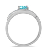 Inel din Argint 925 ( 2.49 grame ) cu Cuarț Paraiba și Topaz Alb 0.44 Carate
