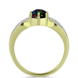 Inel din Argint 925 Placat cu Aur ( 3.17 grame ) cu Opal Etiopian Negru Lega Dembi și Topaz Alb 1.06 Carate
