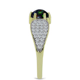 Inel din Argint 925 Placat cu Aur ( 3.17 grame ) cu Opal Etiopian Negru Lega Dembi și Topaz Alb 1.06 Carate