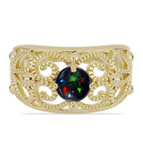Inel din Argint 925 Placat cu Aur ( 5.1 grame ) cu Opal Etiopian Negru Lega Dembi 0.56 Carate