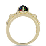 Inel din Argint 925 Placat cu Aur ( 5.1 grame ) cu Opal Etiopian Negru Lega Dembi 0.56 Carate
