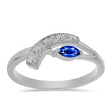 Inel din Argint 925 ( 2.42 grame ) cu Safir Albastru Australian și Topaz Alb 0.29 Carate