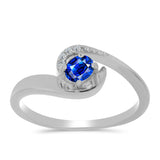 Inel din Argint 925 ( 3.03 grame ) cu Safir Albastru Australian și Topaz Alb 0.56 Carate