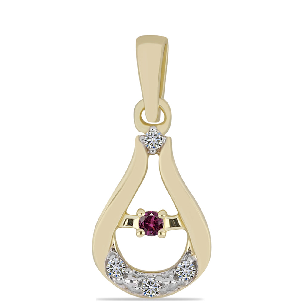 Pandantiv din Argint 925 Placat cu Aur ( 0.62 grame ) cu Diamant Violet și Diamant Alb 0.05 Carate