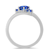 Inel din Argint 925 ( 2.92 grame ) cu Safir Albastru Australian și Topaz Alb 1.11 Carate