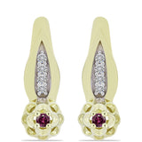 Cercei din Argint 925 Placat cu Aur ( 3.42 grame ) cu Diamant Violet și Diamant Alb 0.13 Carate