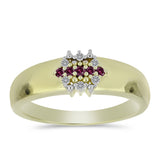 Inel din Argint 925 Placat cu Aur ( 3.44 grame ) cu Diamant Violet și Diamant Alb 0.12 Carate