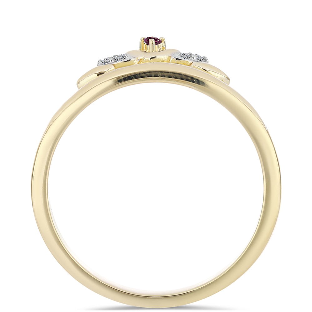 Inel din Argint 925 Placat cu Aur ( 2.12 grame ) cu Diamant Violet și Diamant Alb 0.04 Carate