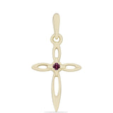 Cruce Pandantiv din Argint 925 Placat cu Aur ( 0.65 grame ) cu Diamant Violet 0.02 Carate