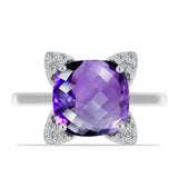 Inel din Argint 925 ( 2.64 grame ) cu Ametist Marocan și Topaz Alb 3.68 Carate