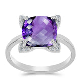 Inel din Argint 925 ( 2.64 grame ) cu Ametist Marocan și Topaz Alb 3.68 Carate