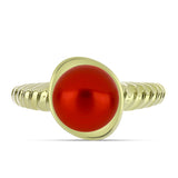 Inel din Argint 925 Placat cu Aur ( 3.69 grame ) cu Perlă de apă dulce roșie 4.3 Carate
