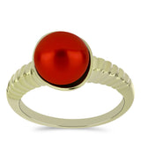 Inel din Argint 925 Placat cu Aur ( 3.69 grame ) cu Perlă de apă dulce roșie 4.3 Carate