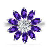 Inel din Argint 925 ( 3.86 grame ) cu Ametist Marocan și Topaz Alb 2.93 Carate