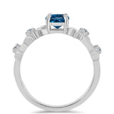 Inel din Argint 925 ( 2.93 grame ) cu Topaz Albastru ”Londra” și Topaz Alb 1.17 Carate