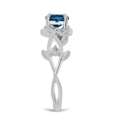 Inel din Argint 925 ( 2.93 grame ) cu Topaz Albastru ”Londra” și Topaz Alb 1.17 Carate