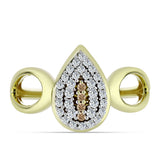 Set din Argint 925 Placat cu Aur ( 5.46 grame ) cu Diamant de culoarea Șampaniei și Topaz Alb 1.19 Carate ( Cercei+Inel+Pandantiv )